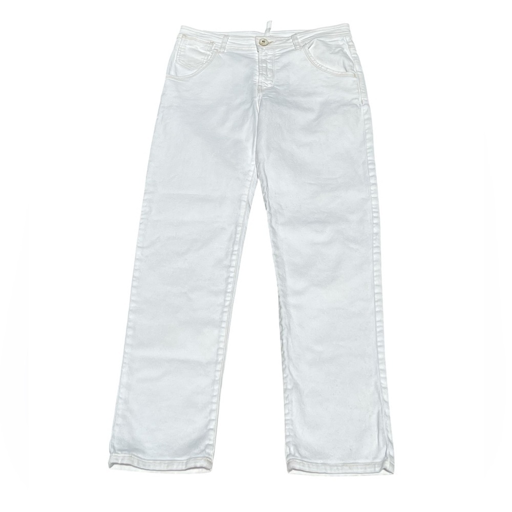 Lorena Antoniazzi white midrise cotton straight leg jeans Made in Italy luxury